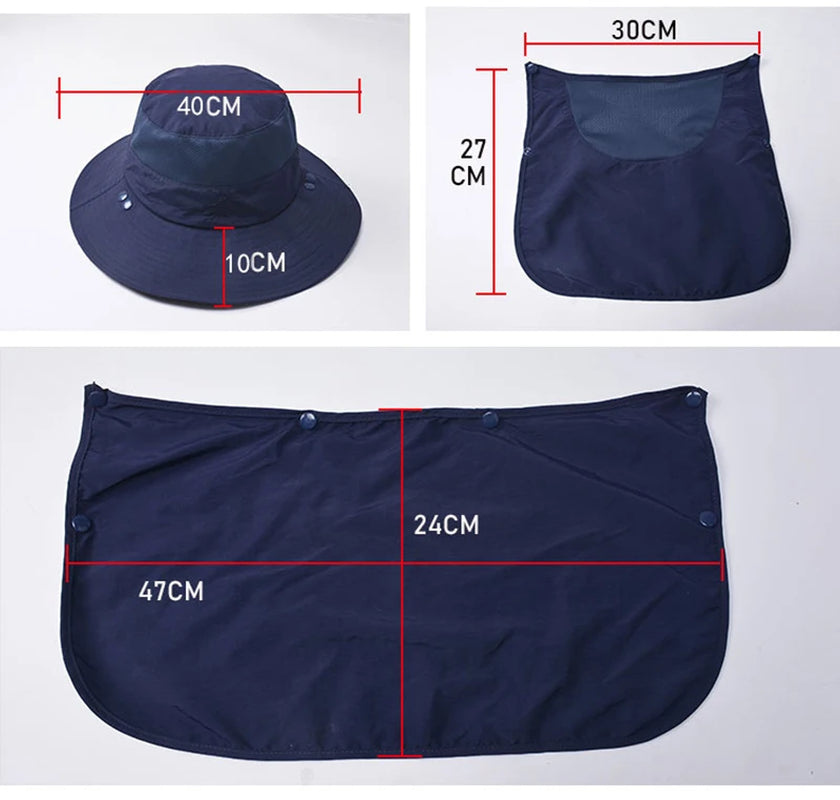 Summer Quick-Drying Boonie Men Women Hat Outdoor Face Mask Wide Brim Bucket Hat Sun Protection Panama Cap for Fishing Hunting